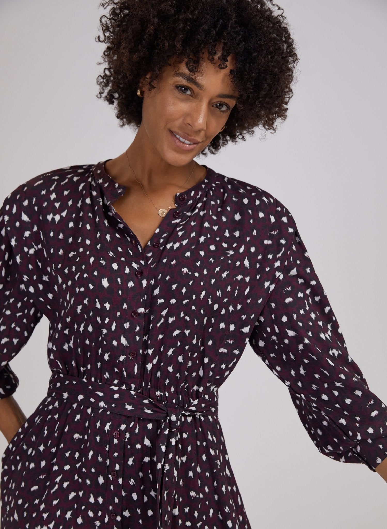 Harper Dress with Lenzing™ Ecovero™ - Dark Cherry Leopard Print Baukjen