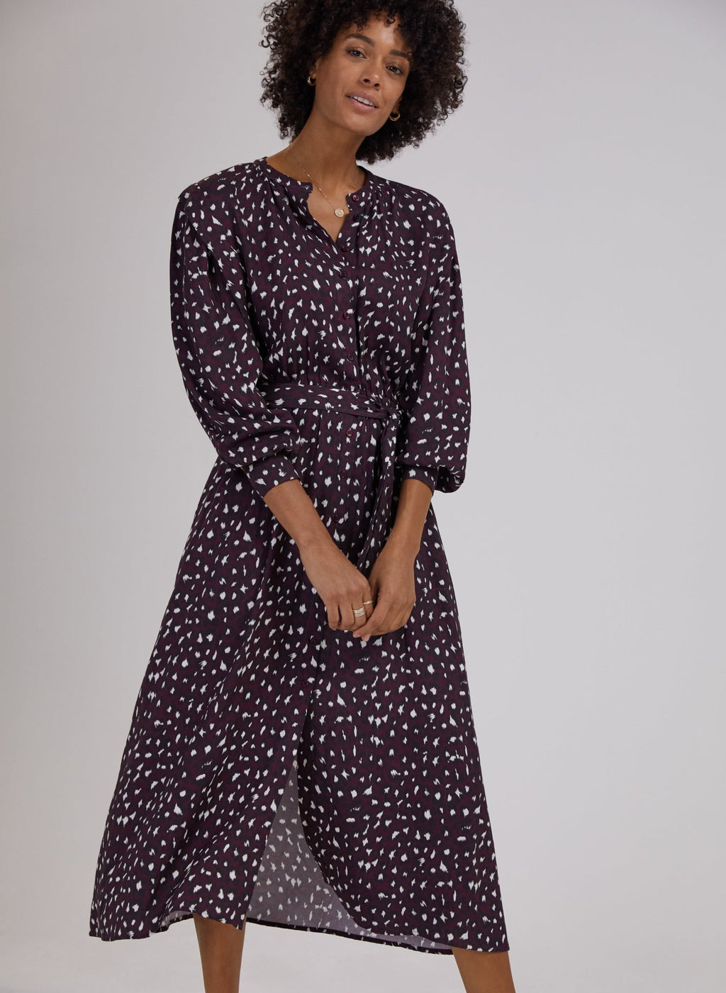 Harper Dress with Lenzing™ Ecovero™ - Dark Cherry Leopard Print Baukjen