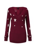 Loxley Intarsia Jumper - Wine with White Stars Baukjen