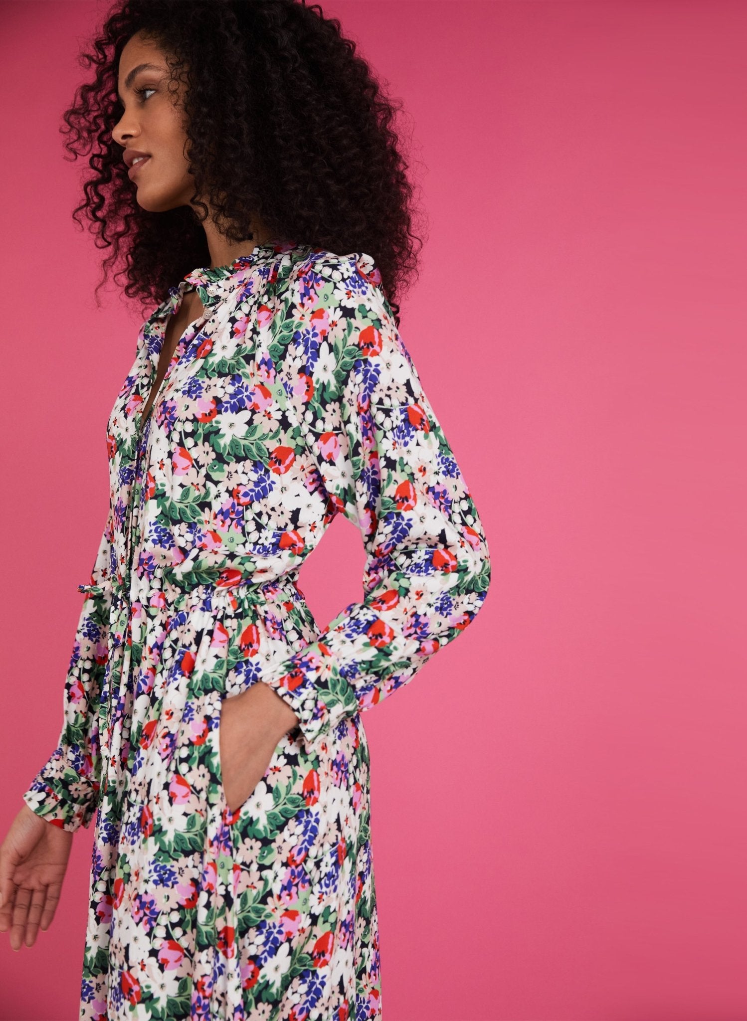 Luna Midi Dress - Pink Bloom Baukjen