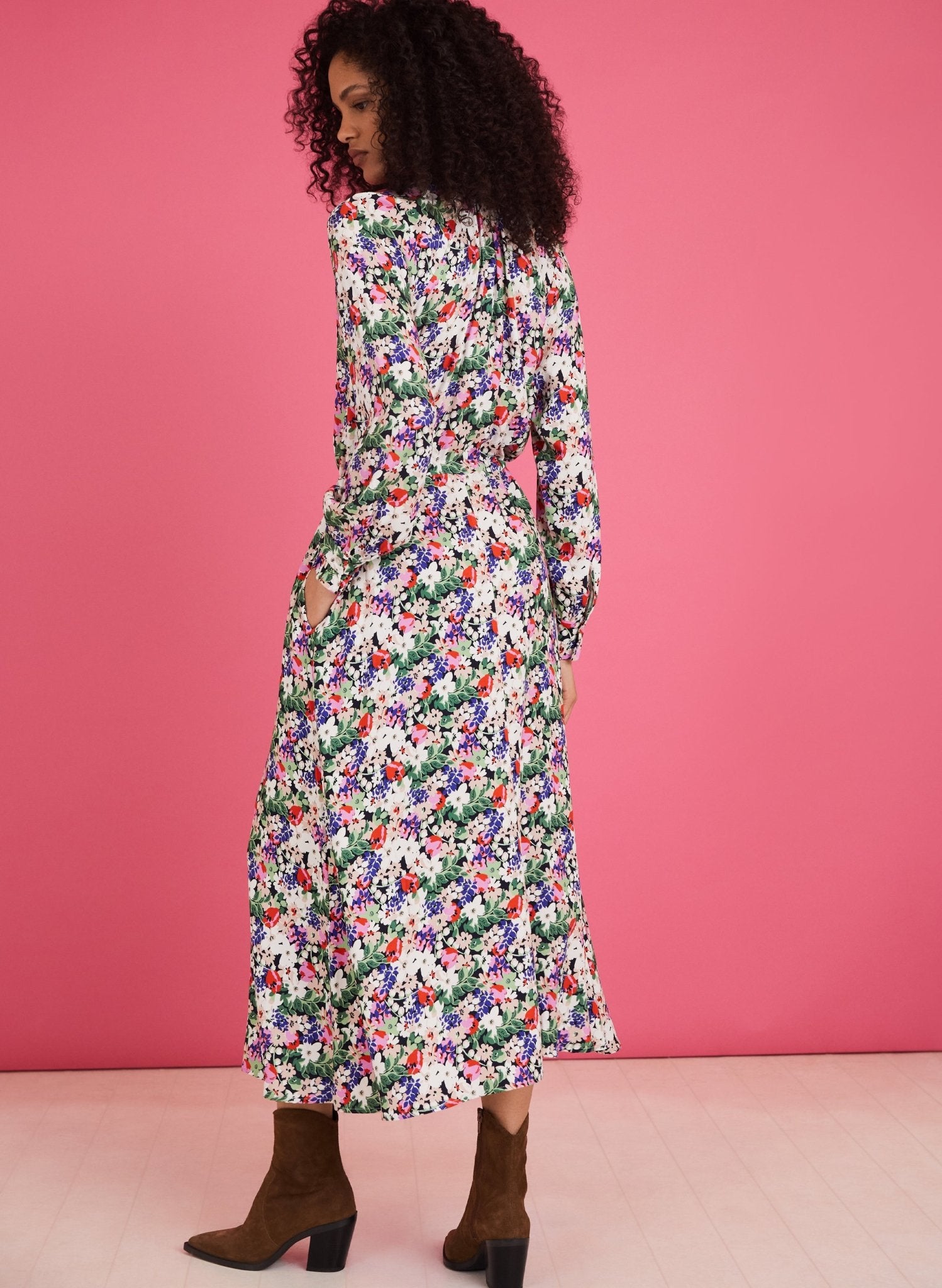 Luna Midi Dress - Pink Bloom Baukjen