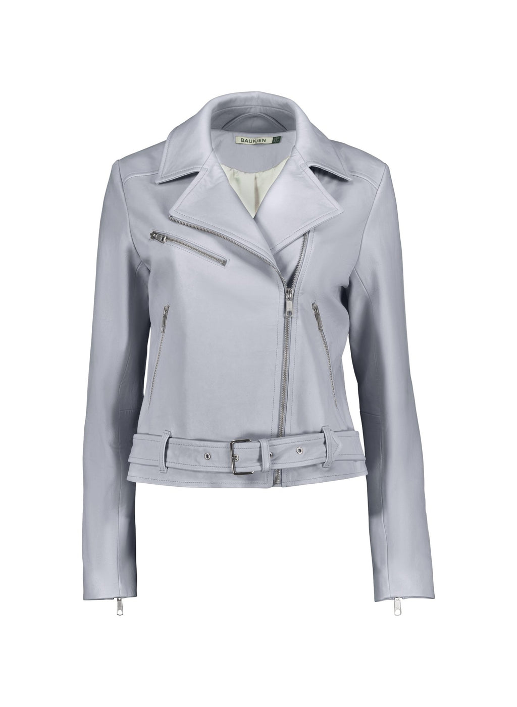 Lyle Leather Biker Jacket - Dawn Blue Baukjen