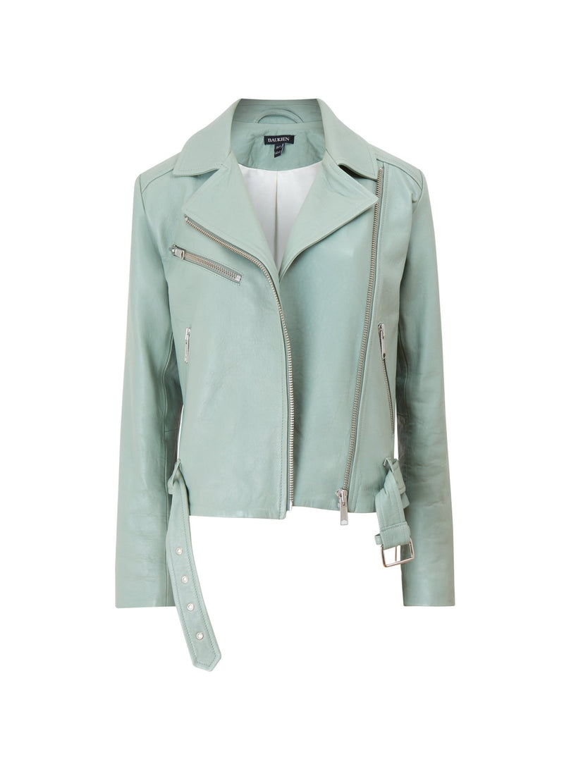 Lyle Vegetable Tanned Leather Biker - Sea Green Baukjen