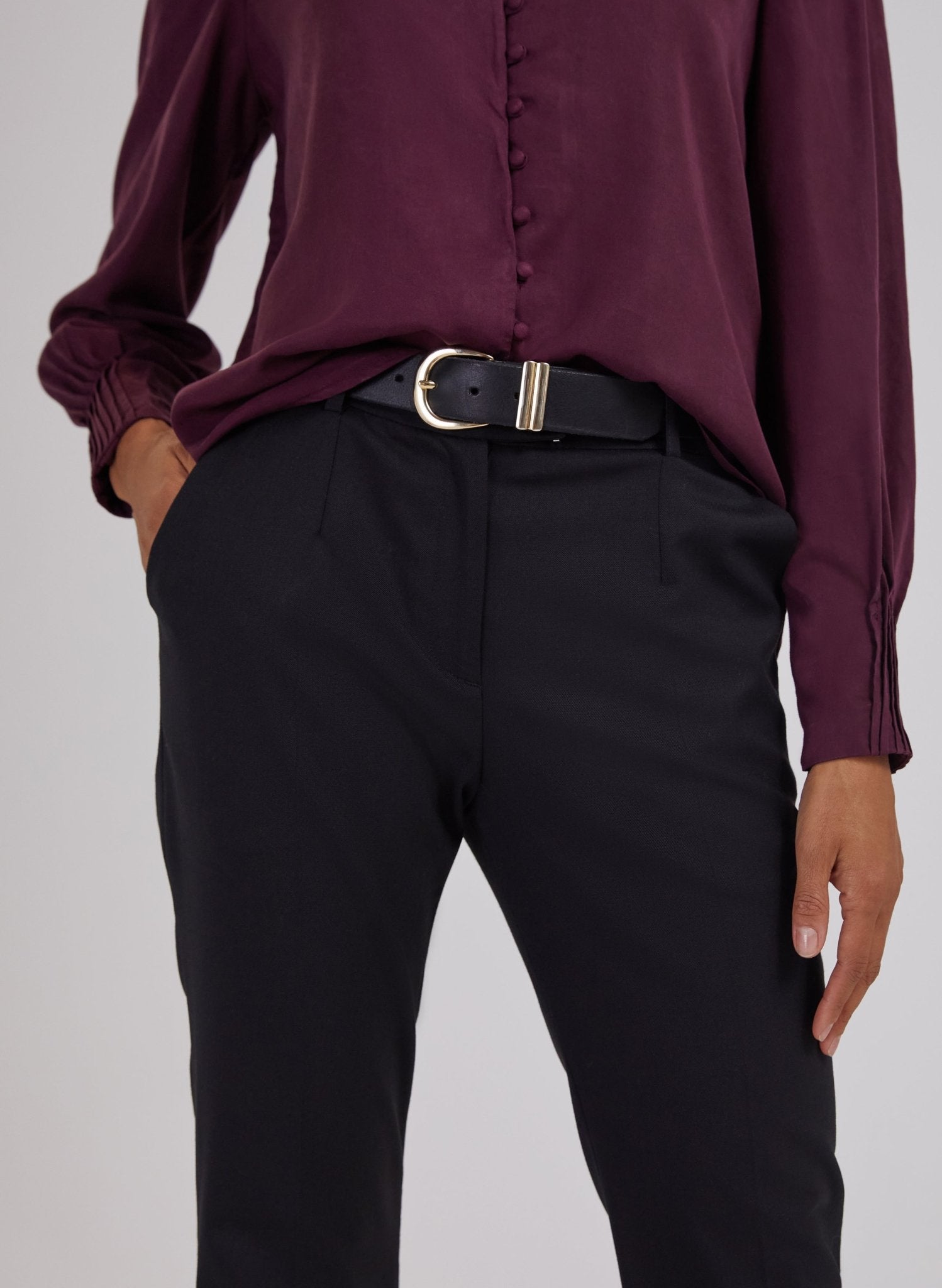 Shapira Newlife & Wool Blend Bootcut Trousers - Caviar Black Baukjen