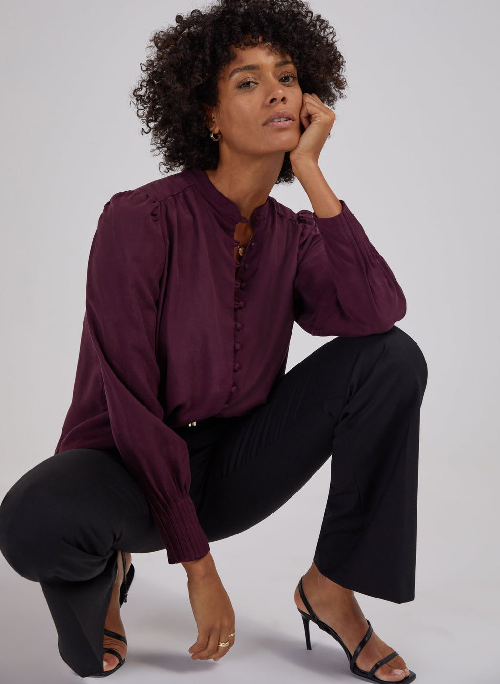 Shapira Newlife & Wool Blend Bootcut Trousers - Caviar Black Baukjen