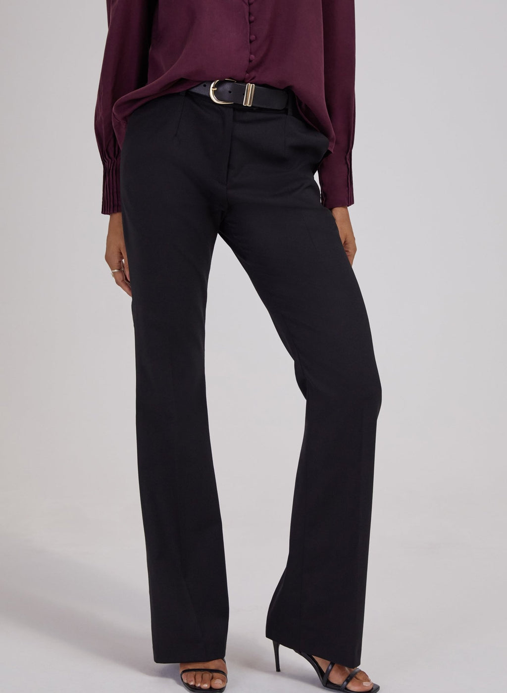 Shapira Newlife & Wool Blend Bootcut Trousers - Caviar Black Baukjen