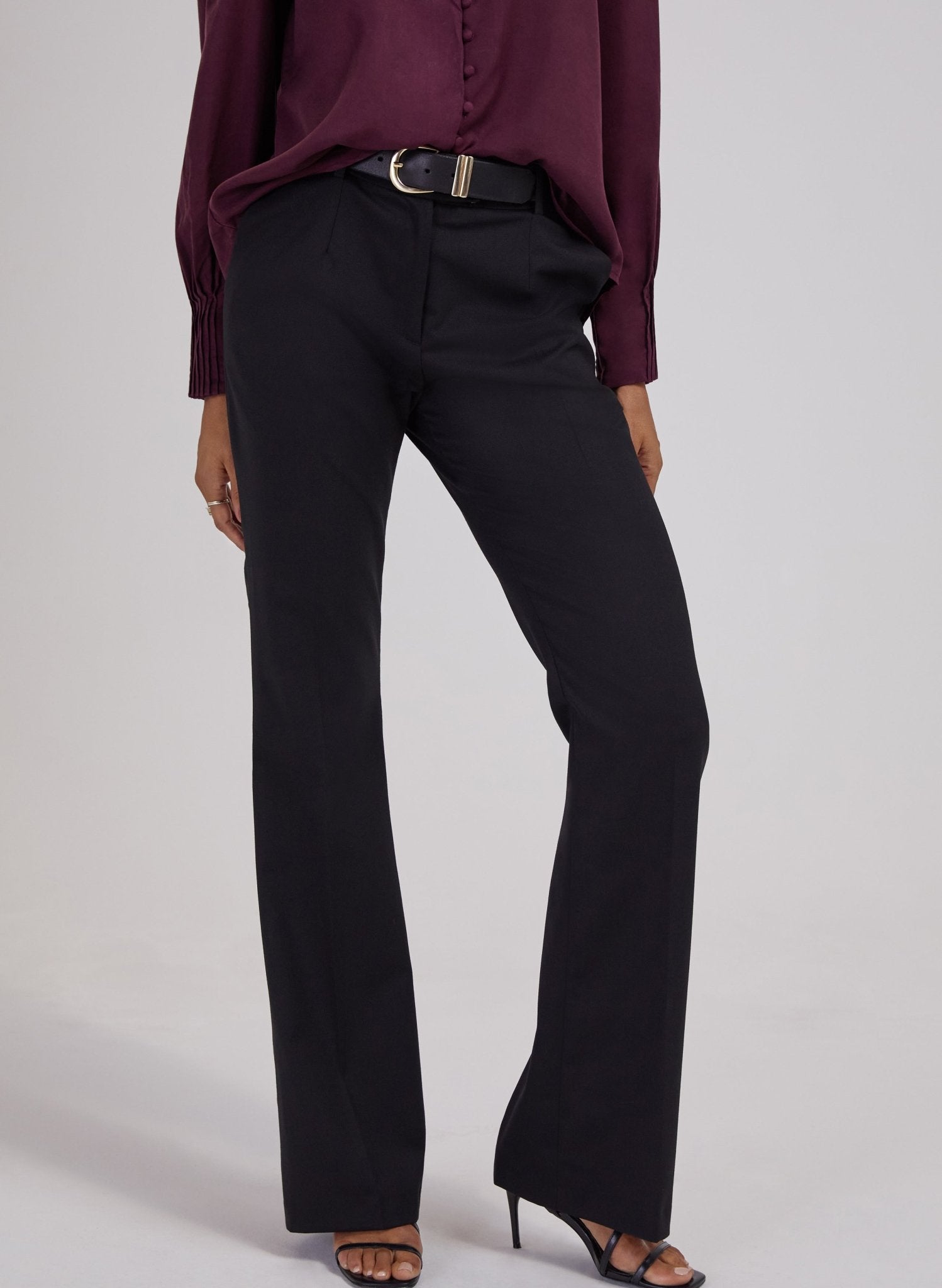Shapira Newlife & Wool Blend Bootcut Trousers - Caviar Black Baukjen