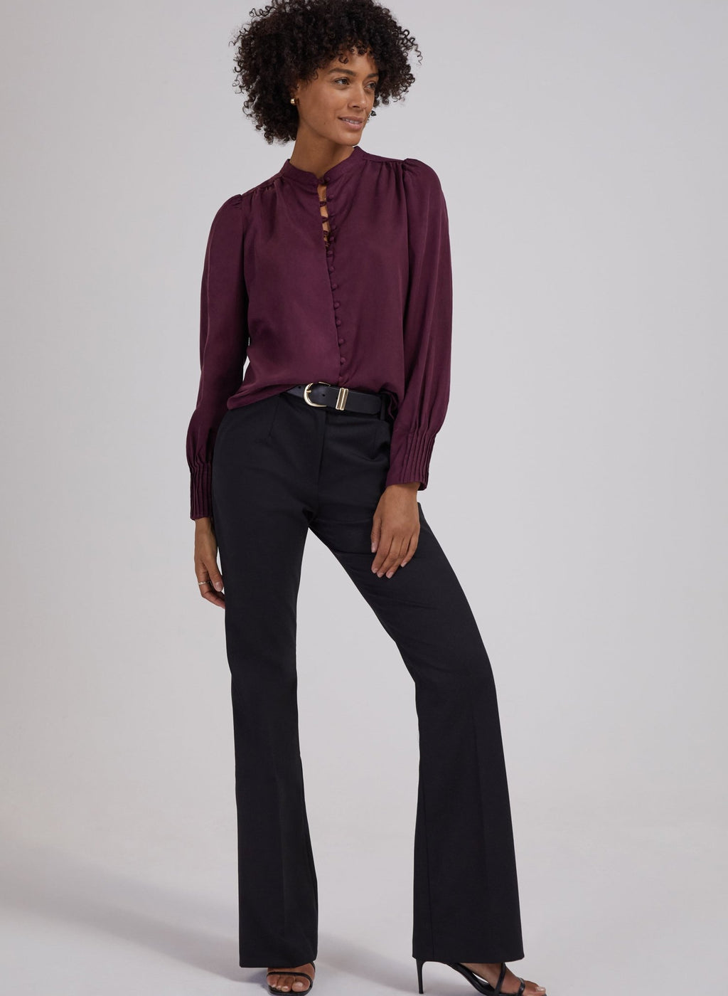 Shapira Newlife & Wool Blend Bootcut Trousers - Caviar Black Baukjen