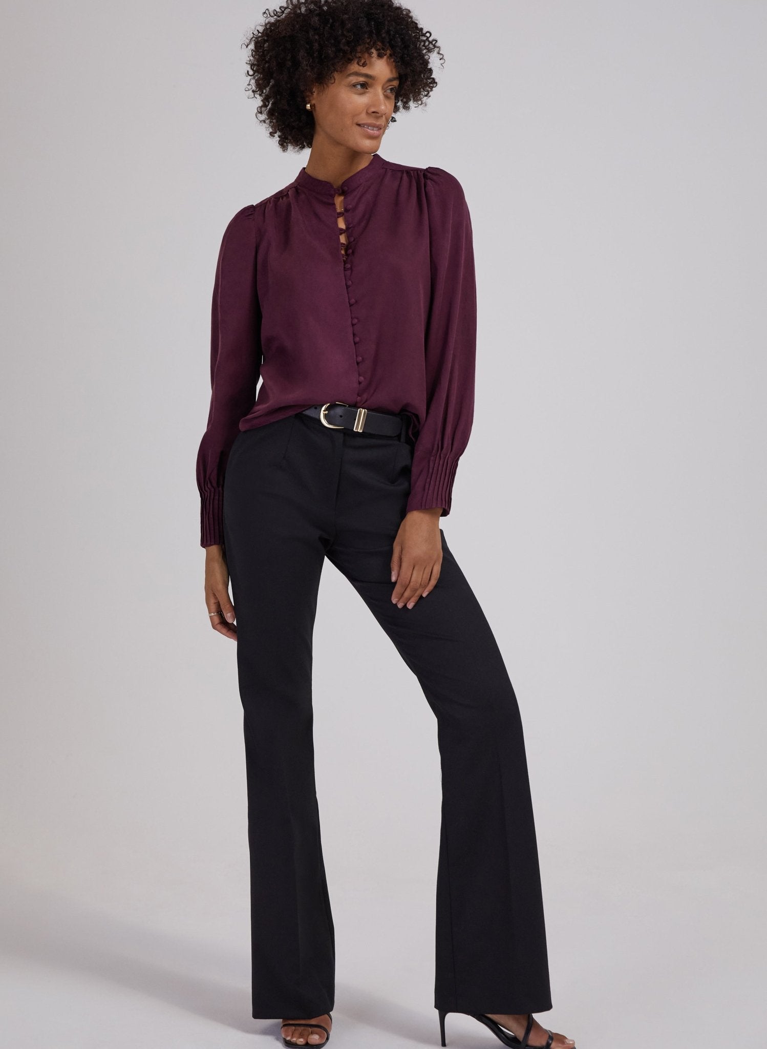 Shapira Newlife & Wool Blend Bootcut Trousers - Caviar Black Baukjen